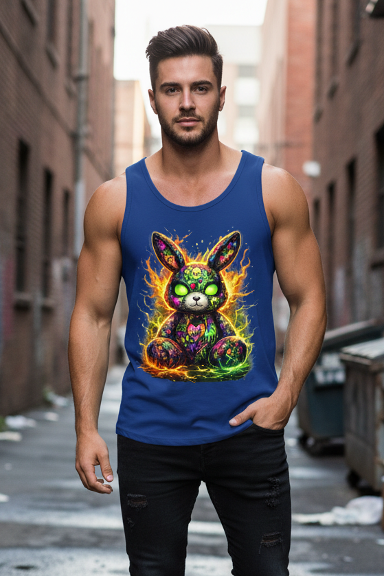 Herren Basic Tank Top Neon-demon bunny of fiery chaos