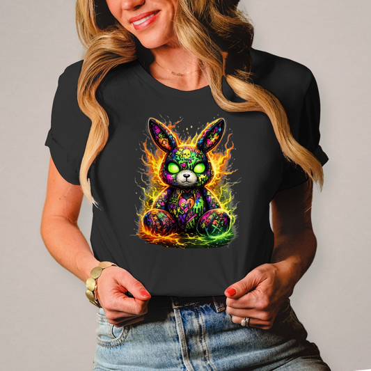Damen T-Shirt Neon-demon bunny of fiery chaos