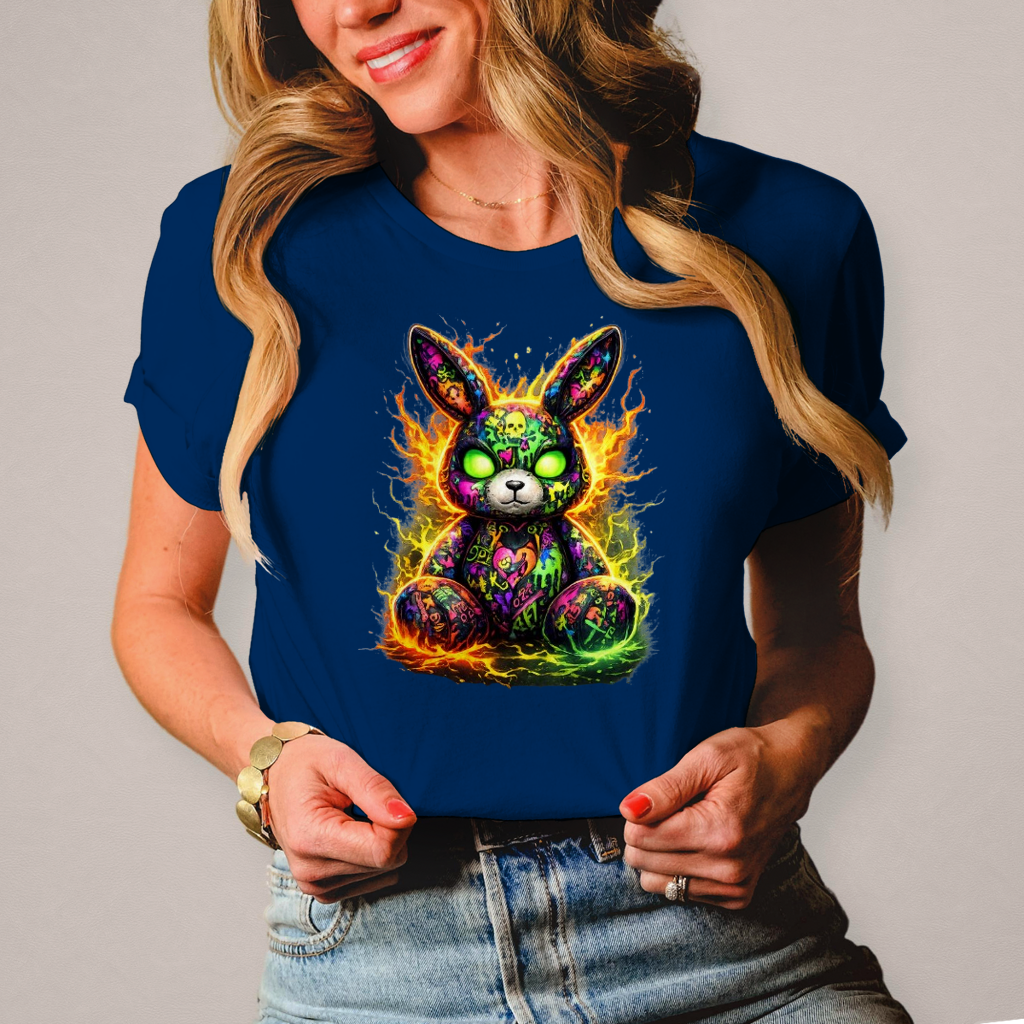 Damen T-Shirt Neon-demon bunny of fiery chaos