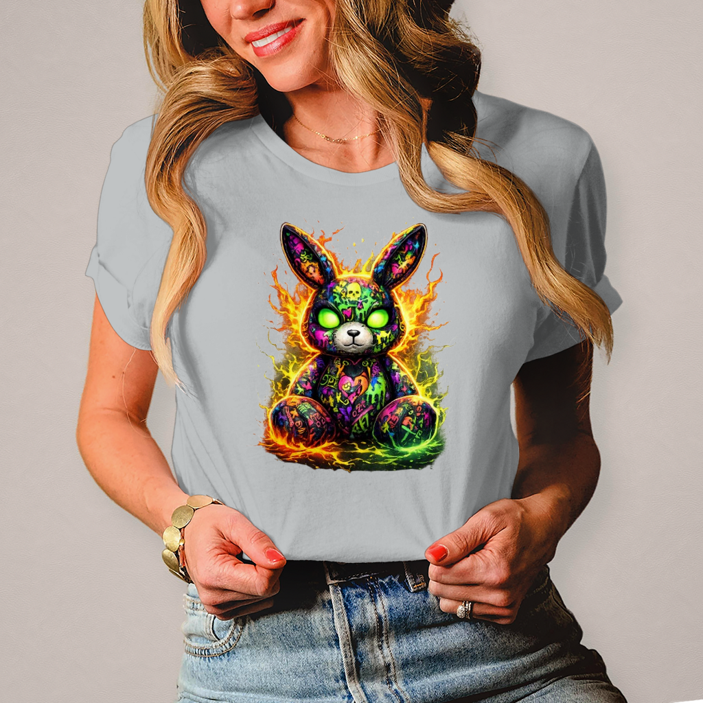 Damen T-Shirt Neon-demon bunny of fiery chaos