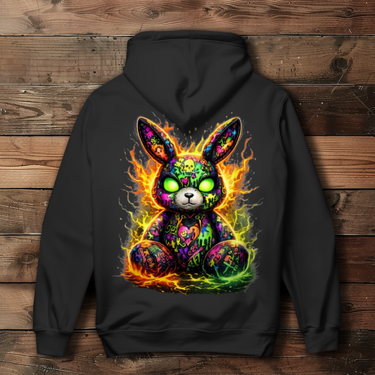 Damen Hoodie Neon-demon bunny of fiery chaos