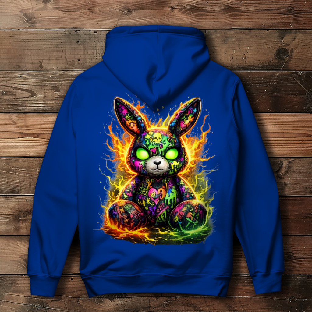 Damen Hoodie Neon-demon bunny of fiery chaos