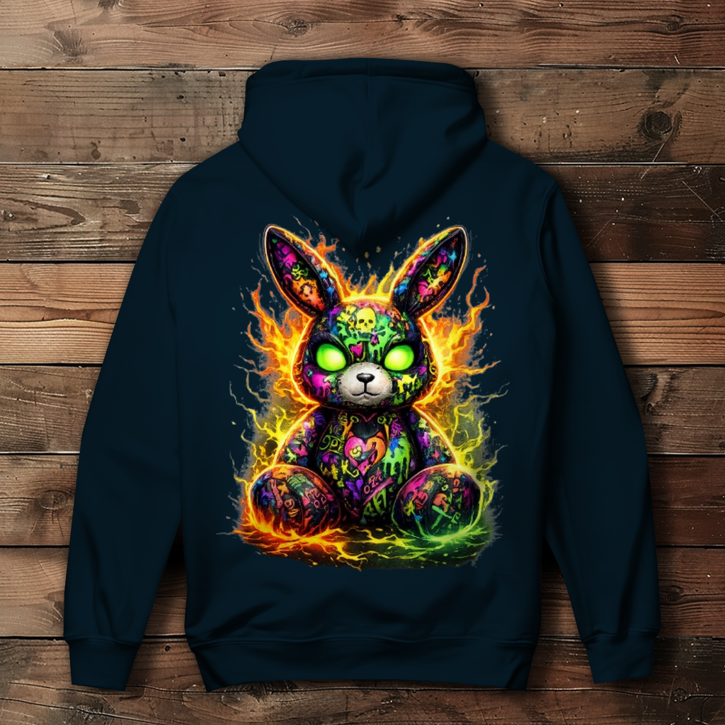 Damen Hoodie Neon-demon bunny of fiery chaos