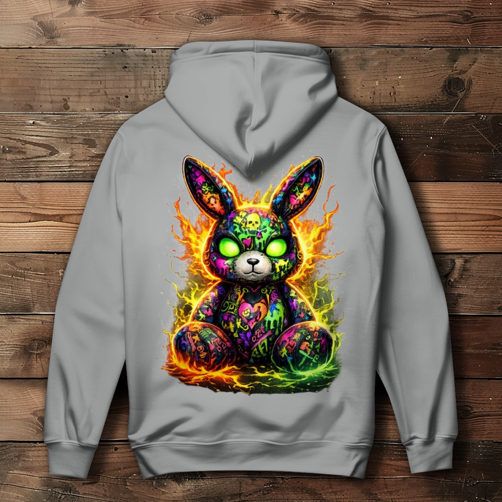 Damen Hoodie Neon-demon bunny of fiery chaos