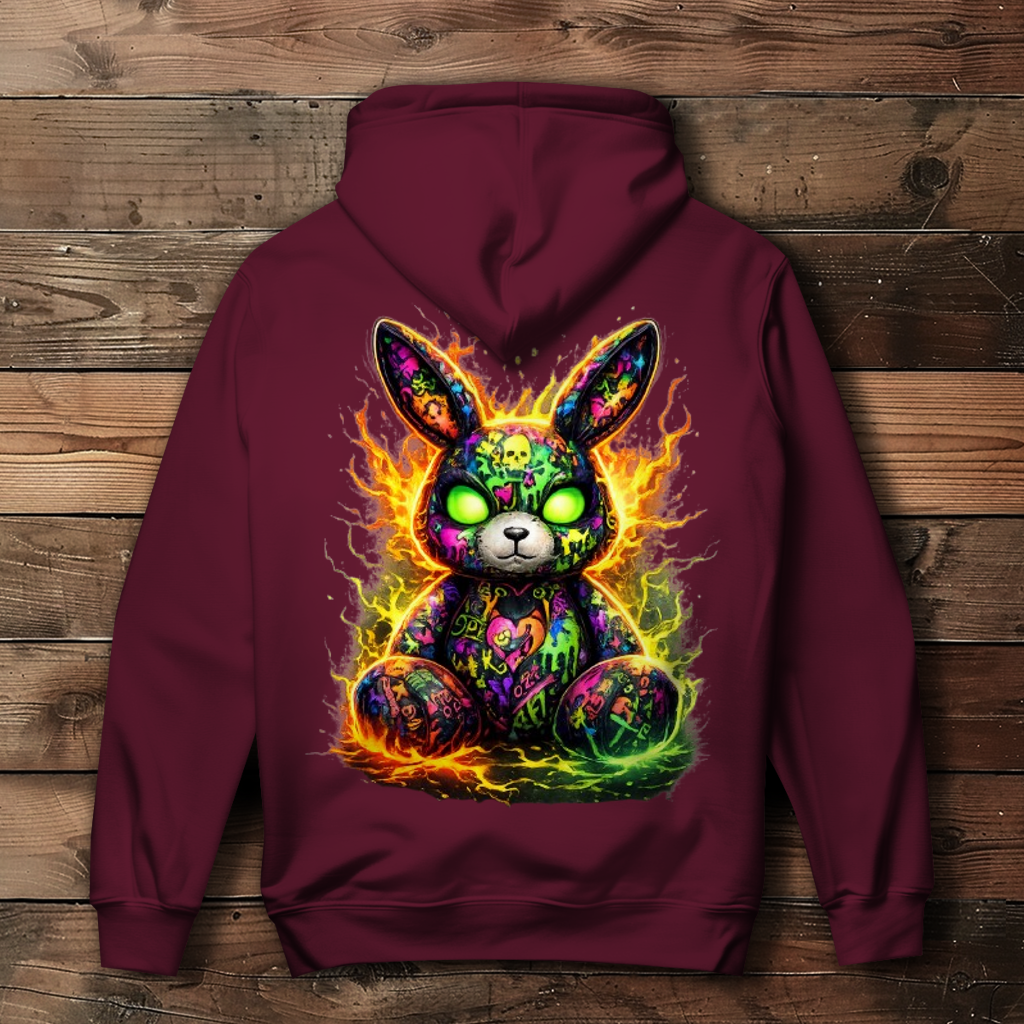 Damen Hoodie Neon-demon bunny of fiery chaos