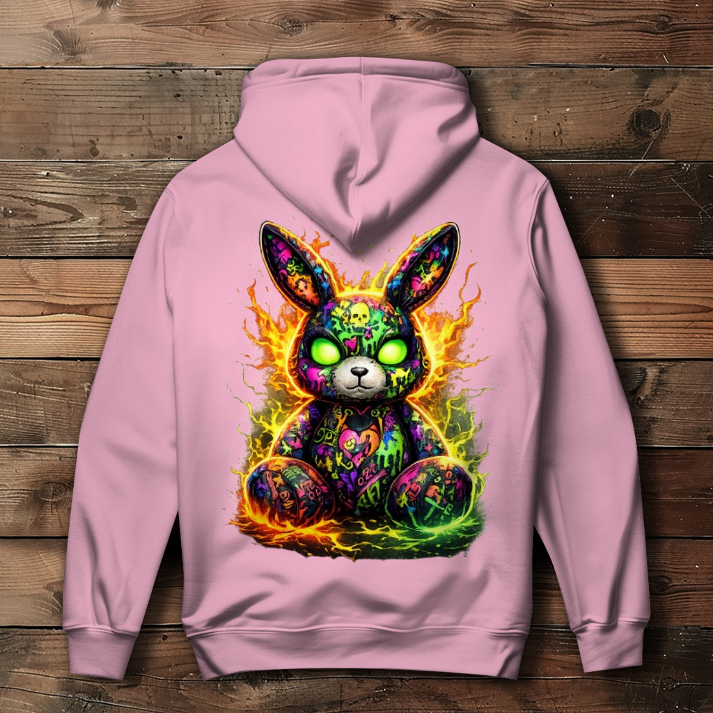 Damen Hoodie Neon-demon bunny of fiery chaos