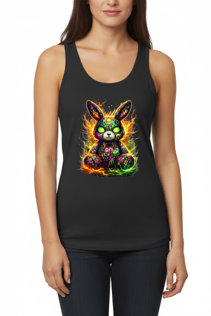 Damen Basic Tank Top Neon-demon bunny of fiery chaos