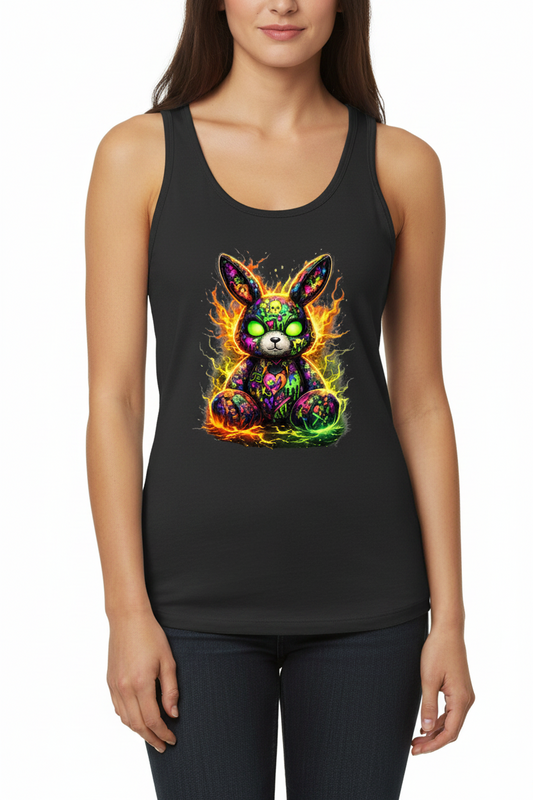 Damen Basic Tank Top Neon-demon bunny of fiery chaos