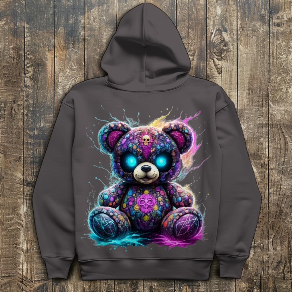 Herren Hoodie Psychedelischer, elektrischer Teufels-Teddybär