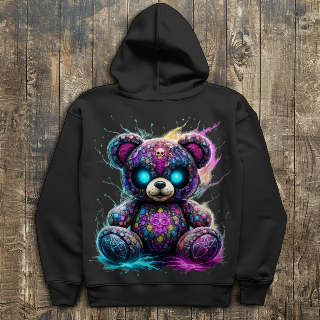 Herren Hoodie Psychedelischer, elektrischer Teufels-Teddybär