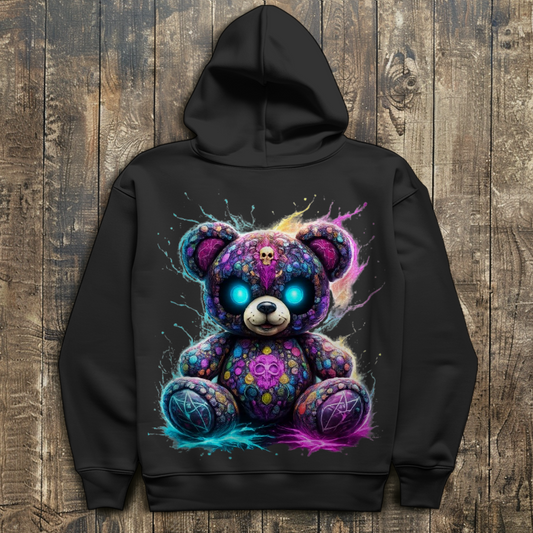 Herren Hoodie Psychedelischer, elektrischer Teufels-Teddybär