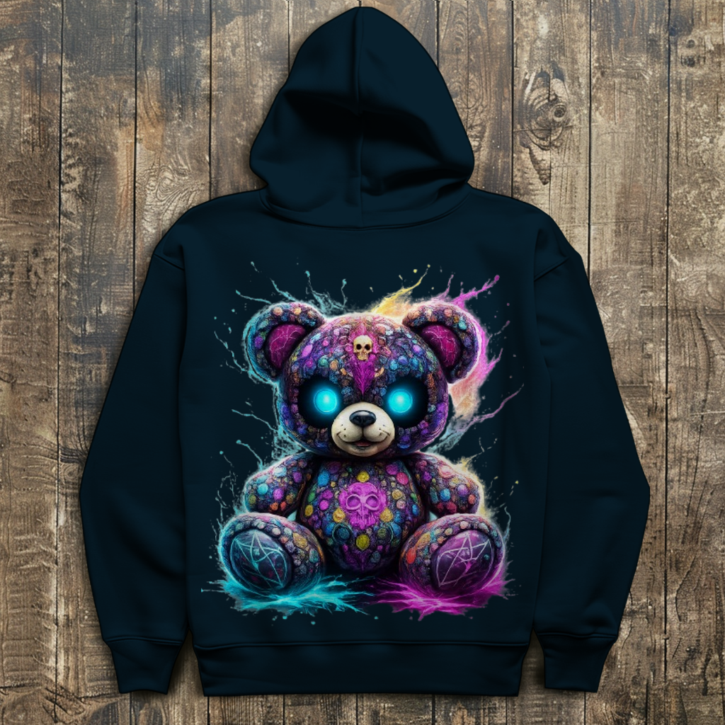 Herren Hoodie Psychedelischer, elektrischer Teufels-Teddybär