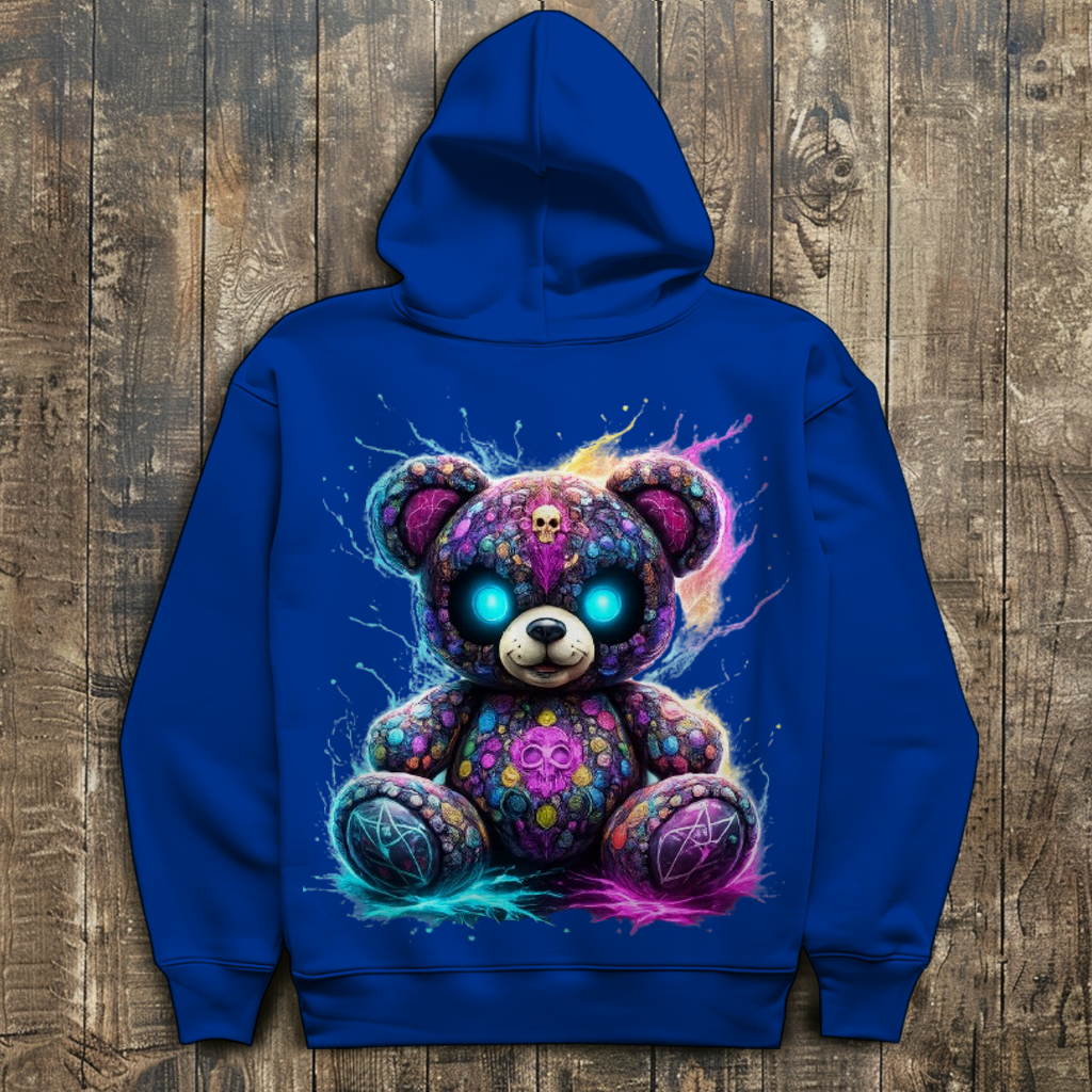 Herren Hoodie Psychedelischer, elektrischer Teufels-Teddybär