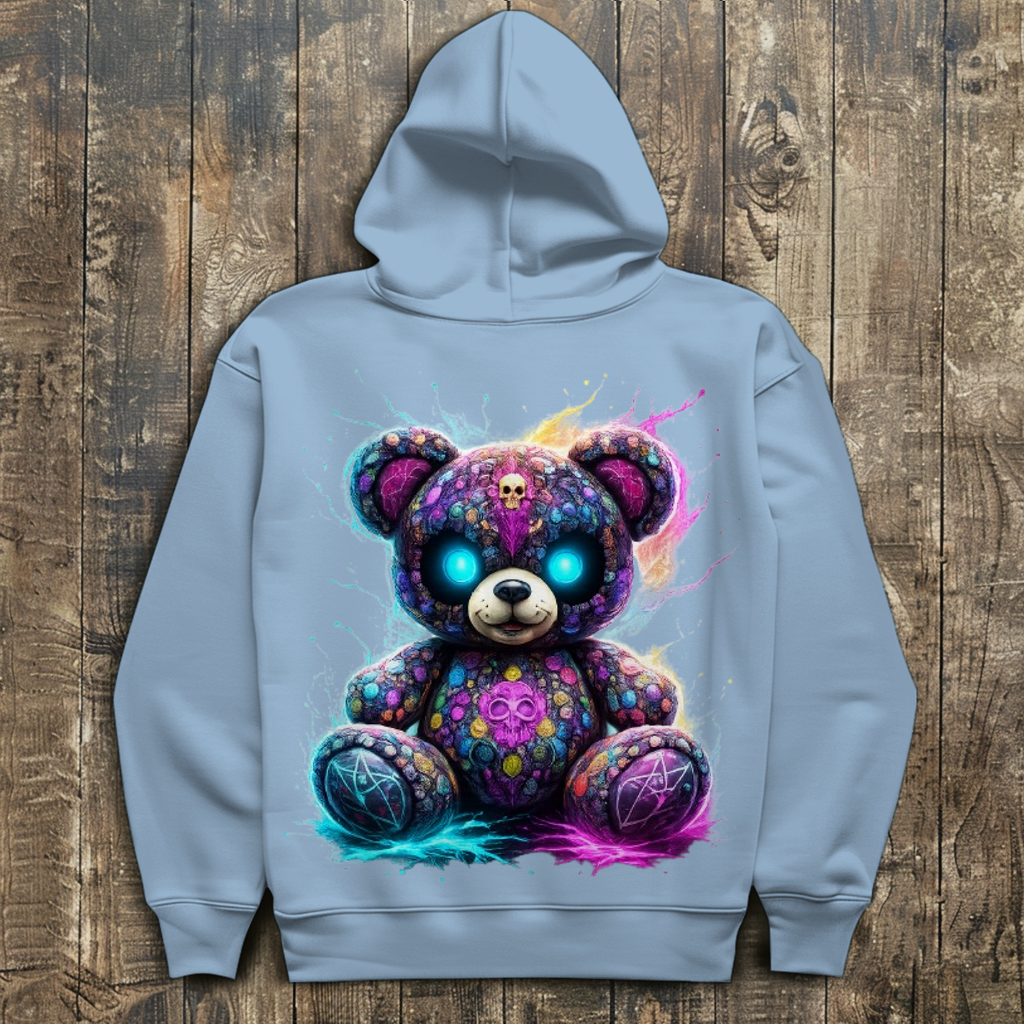 Herren Hoodie Psychedelischer, elektrischer Teufels-Teddybär