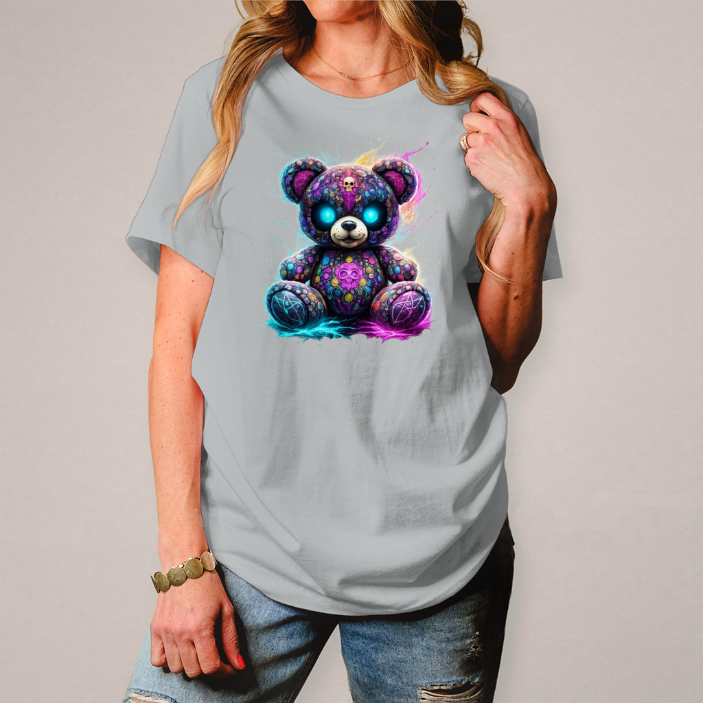 Damen T-Shirt Psychedelischer, elektrischer Teufels-Teddybär