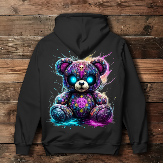Damen Hoodie Psychedelischer, elektrischer Teufels-Teddybär