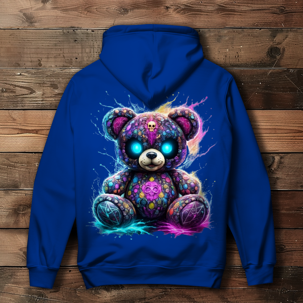 Damen Hoodie Psychedelischer, elektrischer Teufels-Teddybär