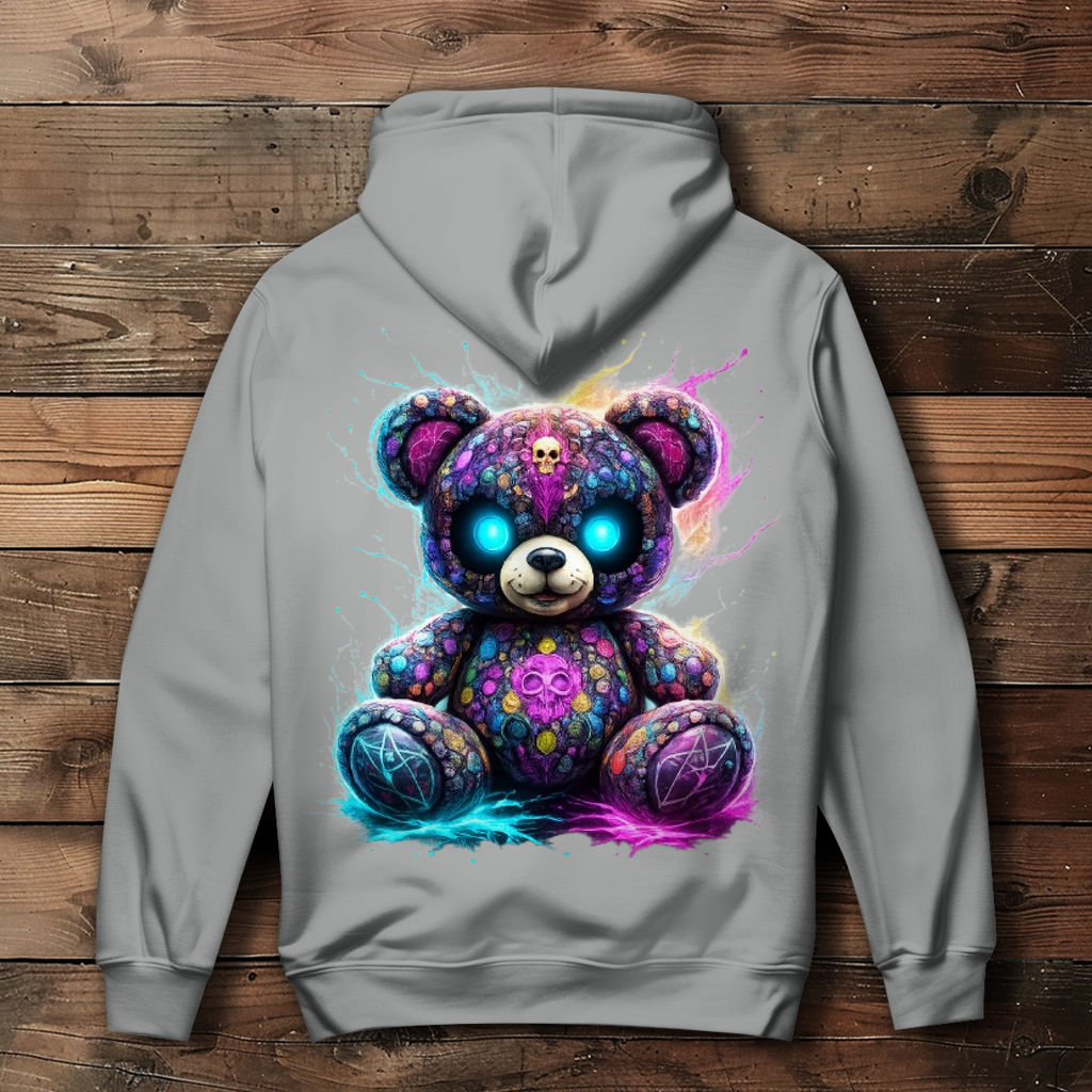 Damen Hoodie Psychedelischer, elektrischer Teufels-Teddybär