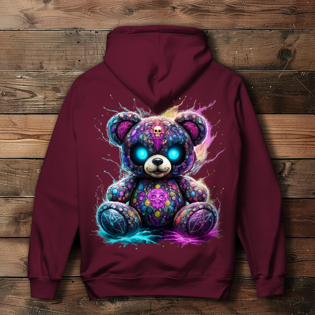 Damen Hoodie Psychedelischer, elektrischer Teufels-Teddybär