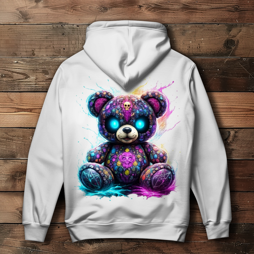 Damen Hoodie Psychedelischer, elektrischer Teufels-Teddybär