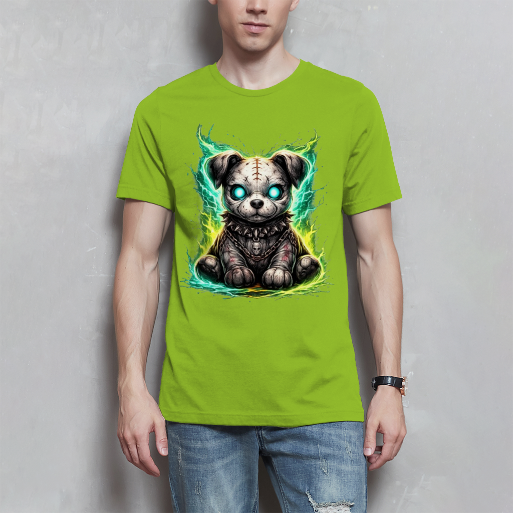 Herren T-Shirt Unheimlicher zombifizierter Welpe mit Energie