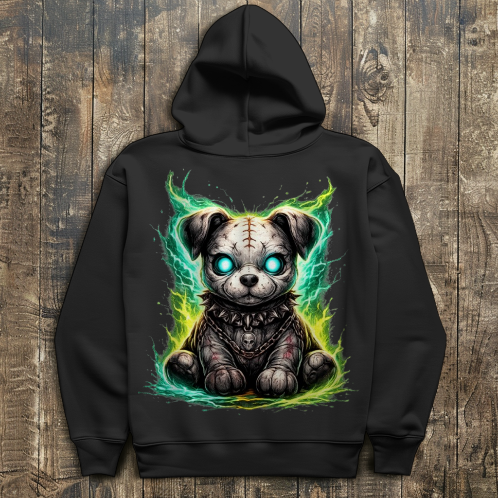 Herren Hoodie Unheimlicher zombifizierter Welpe mit Energie