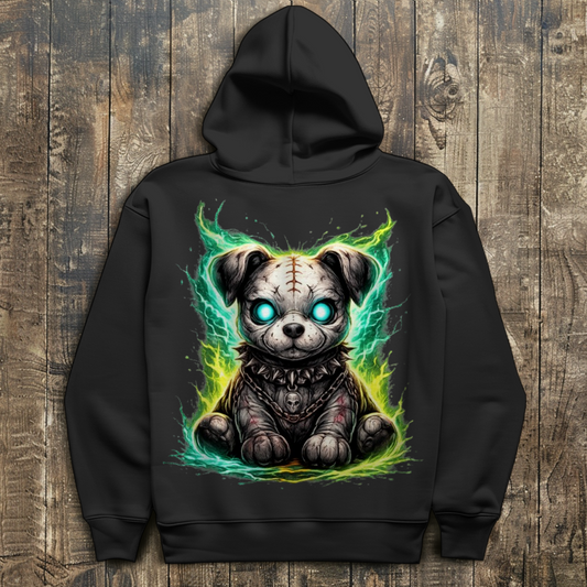 Herren Hoodie Unheimlicher zombifizierter Welpe mit Energie