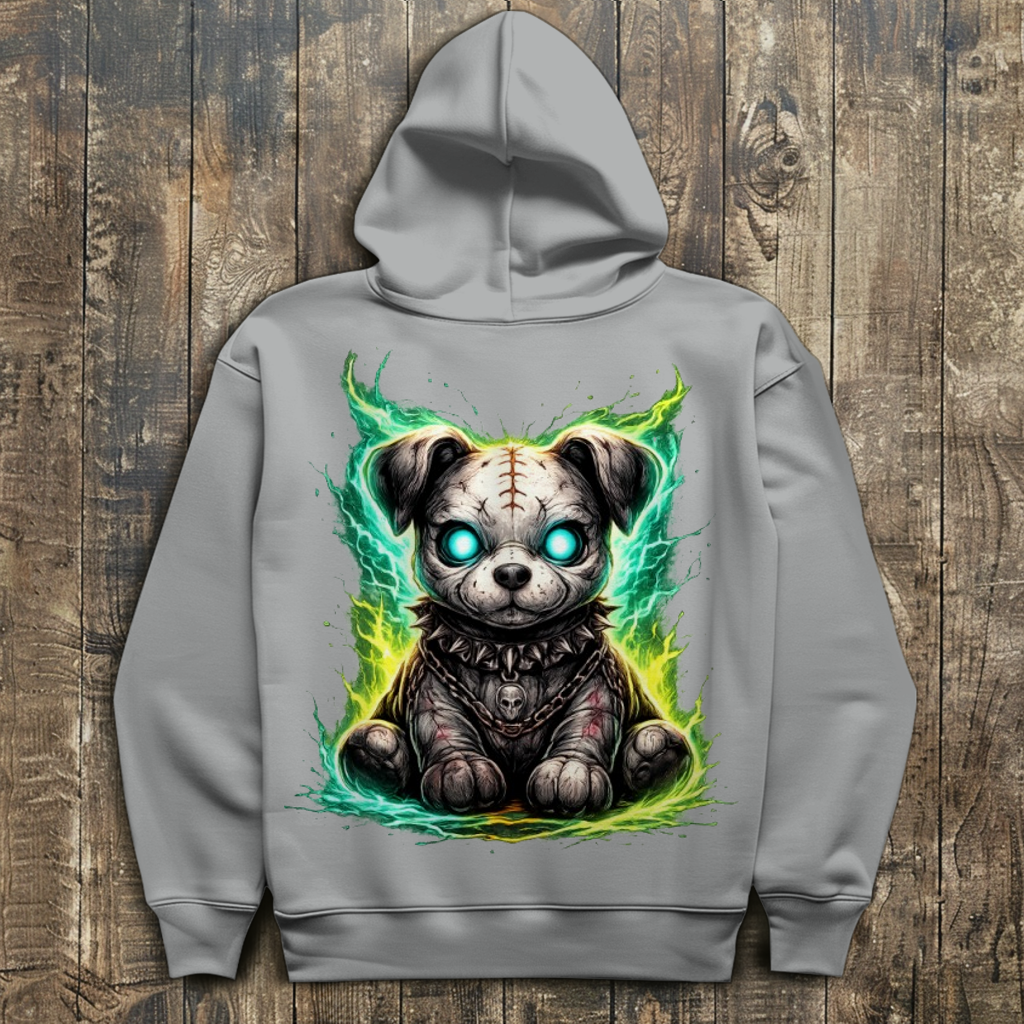 Herren Hoodie Unheimlicher zombifizierter Welpe mit Energie