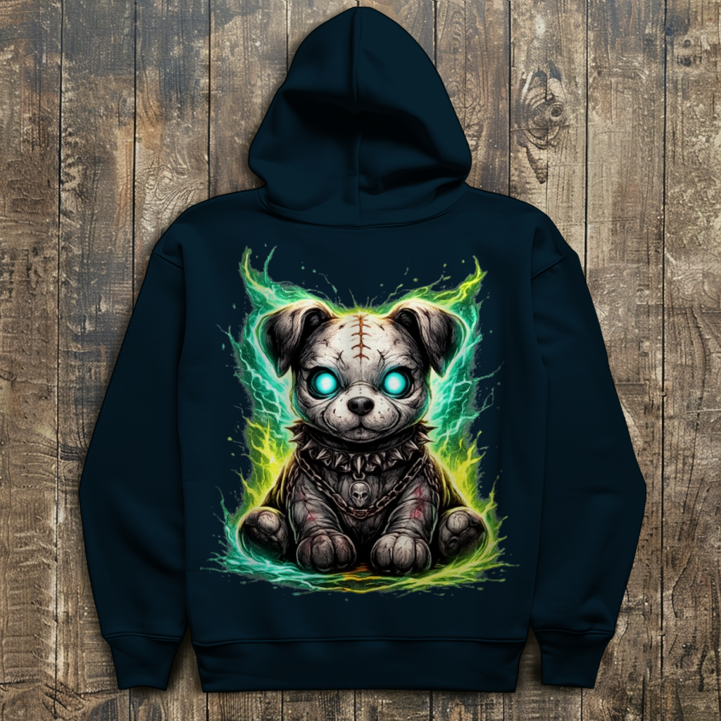 Herren Hoodie Unheimlicher zombifizierter Welpe mit Energie