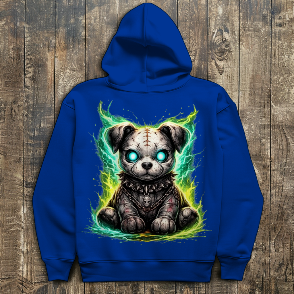 Herren Hoodie Unheimlicher zombifizierter Welpe mit Energie
