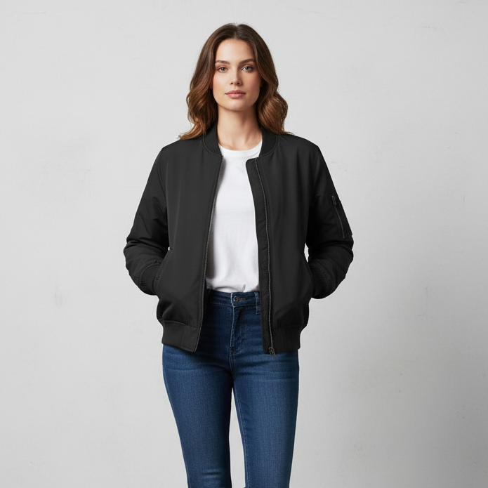 Bomber Jacke Schädel Frau mit türkisen Rosen