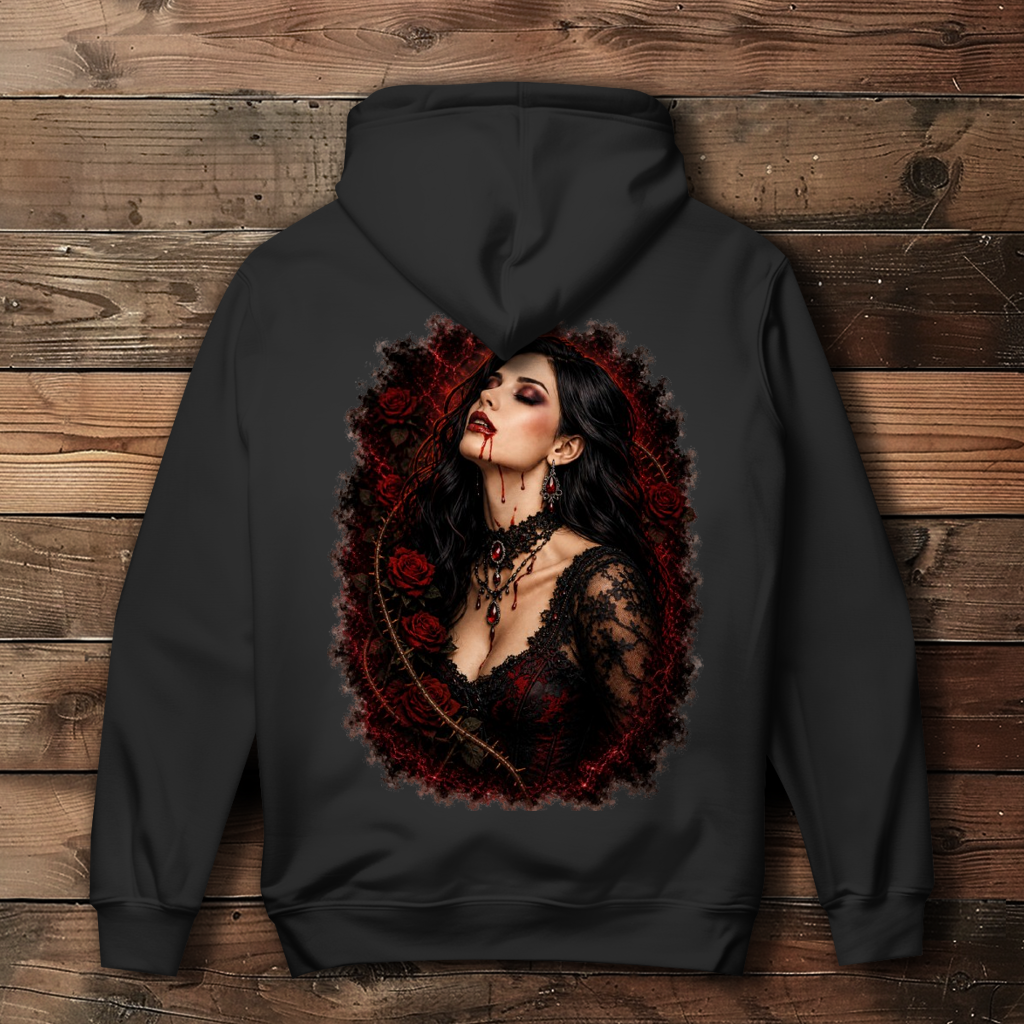 Damen Hoodie Dunkle Schönheit im Rosenkranz
