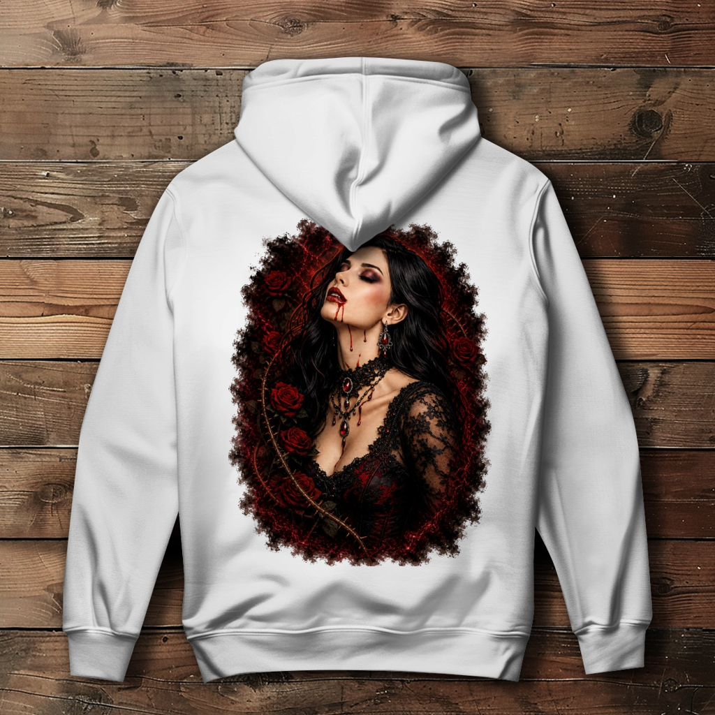 Damen Hoodie Dunkle Schönheit im Rosenkranz