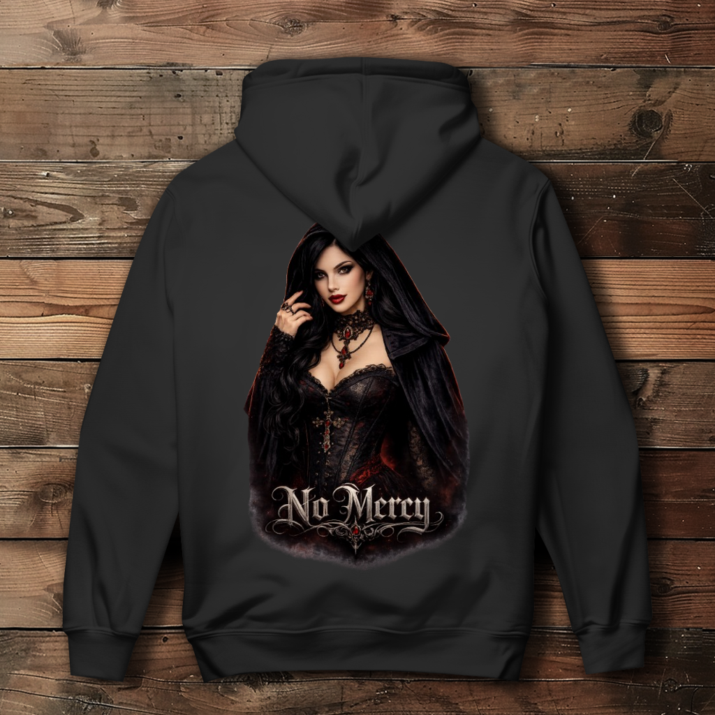 Damen Hoodie Gothic Schönheit mit No Mercy Schriftzug