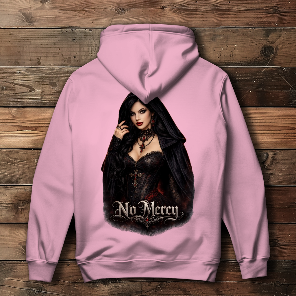 Damen Hoodie Gothic Schönheit mit No Mercy Schriftzug