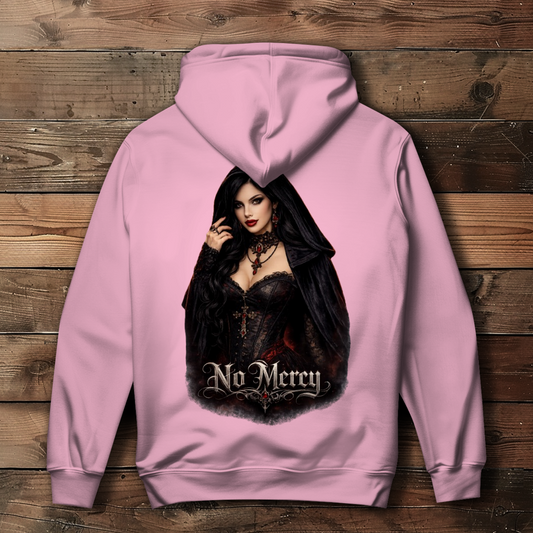 Damen Hoodie Gothic Schönheit mit No Mercy Schriftzug