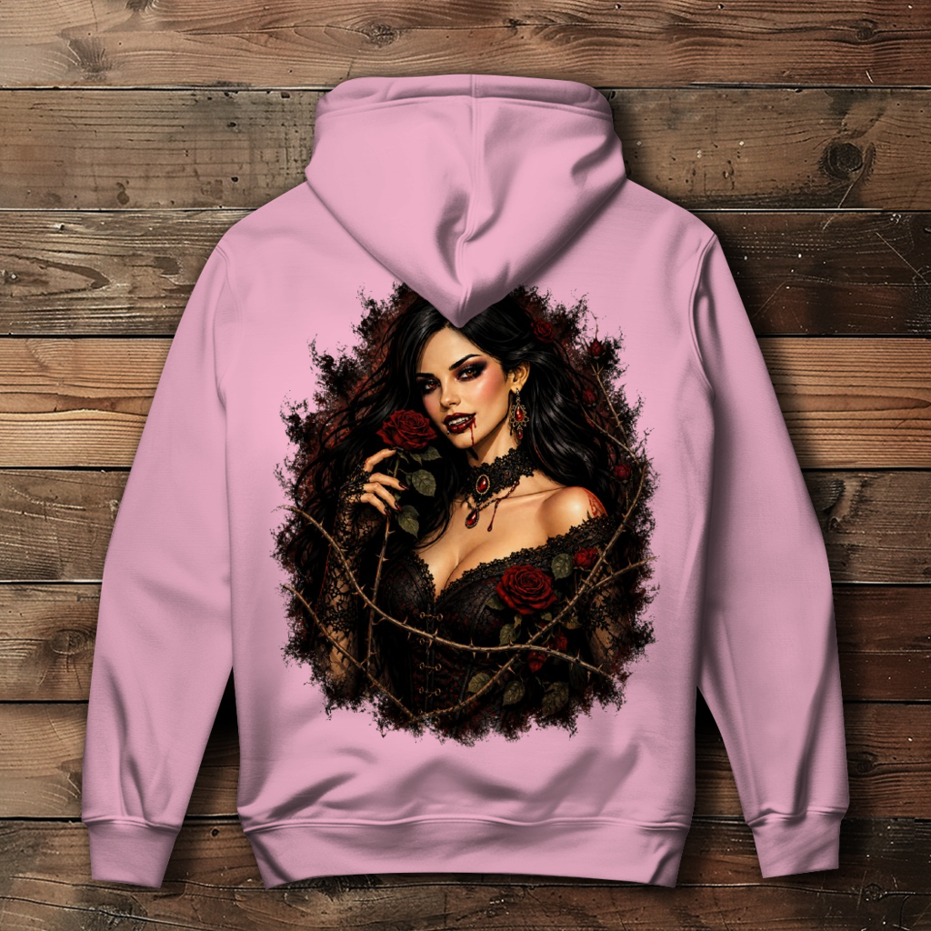 Damen Hoodie Vampirische Schönheit mit Dornenrosen