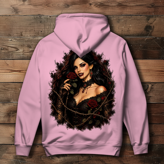 Damen Hoodie Vampirische Schönheit mit Dornenrosen