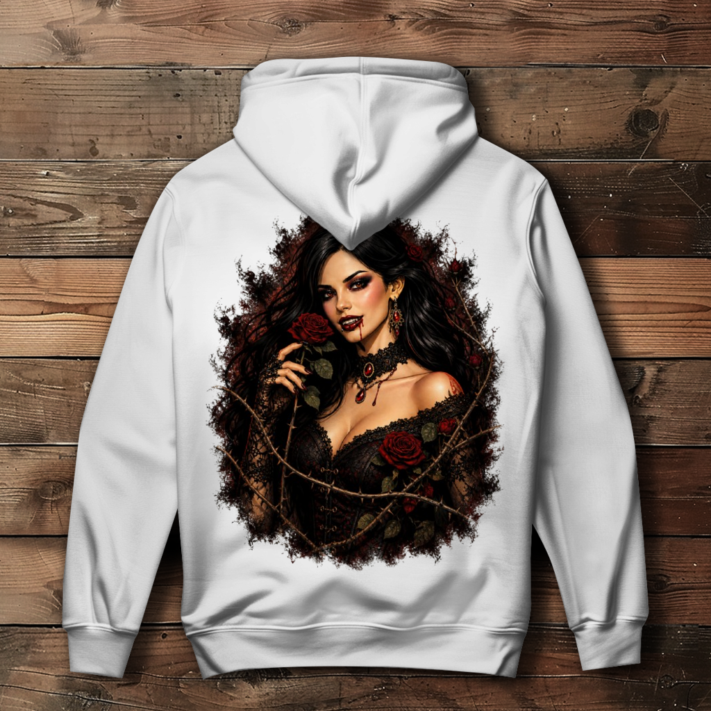 Damen Hoodie Vampirische Schönheit mit Dornenrosen