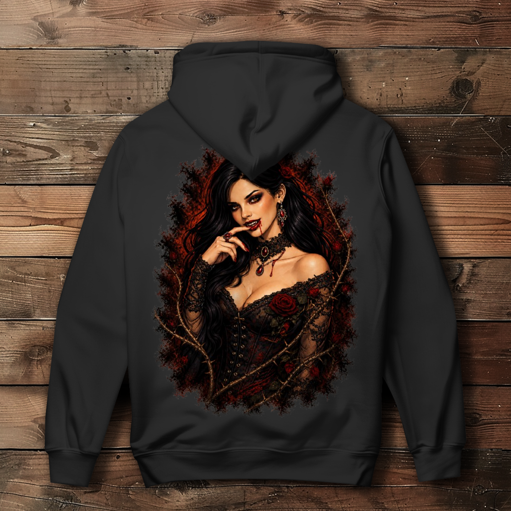 Damen Hoodie Gothic vampirische Verführung mit Rosen