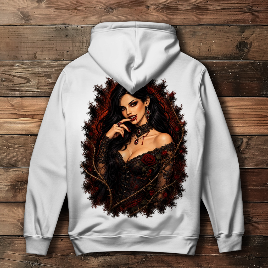 Damen Hoodie Gothic vampirische Verführung mit Rosen