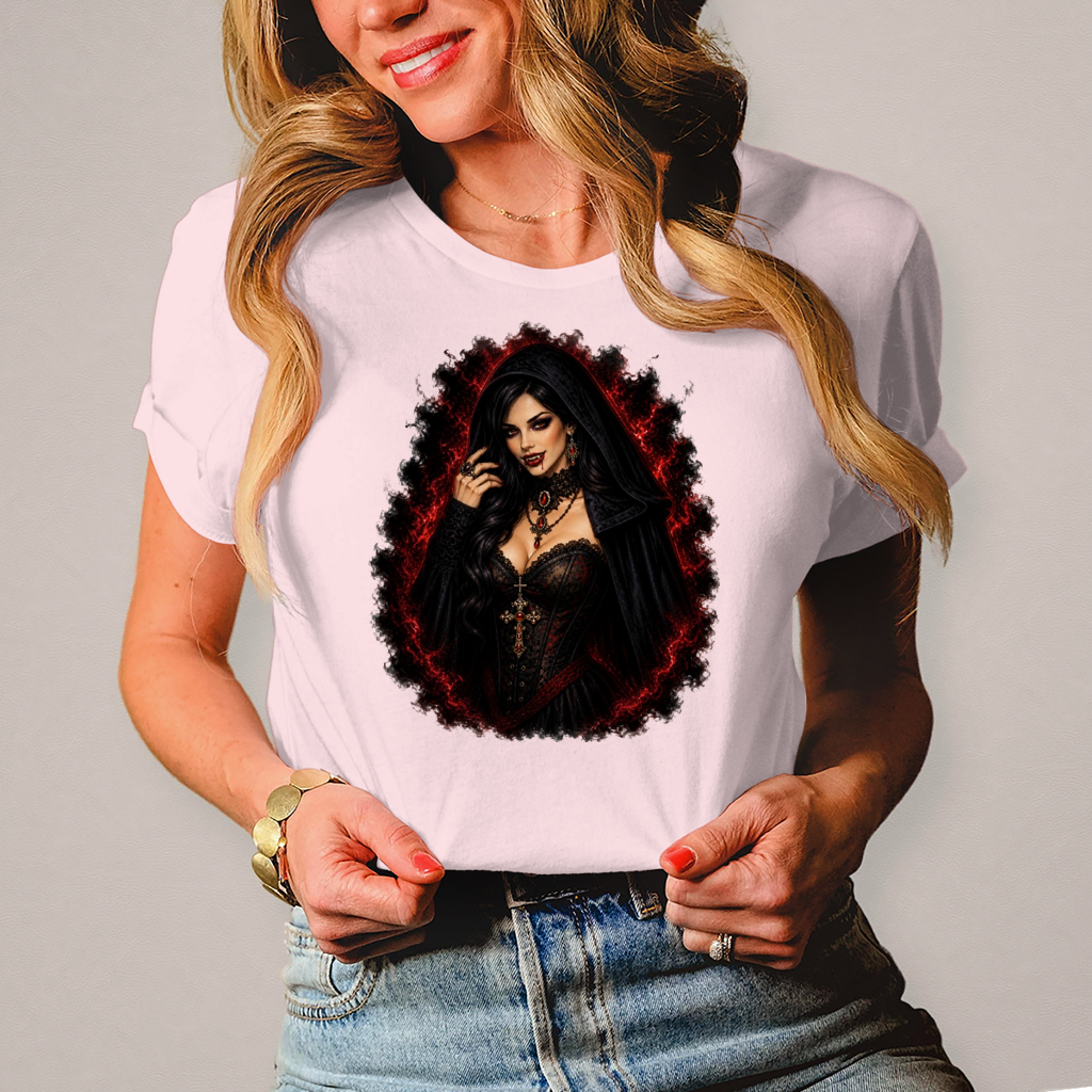 Damen T-Shirt Dunkler, verführerischer vampirischer Blick