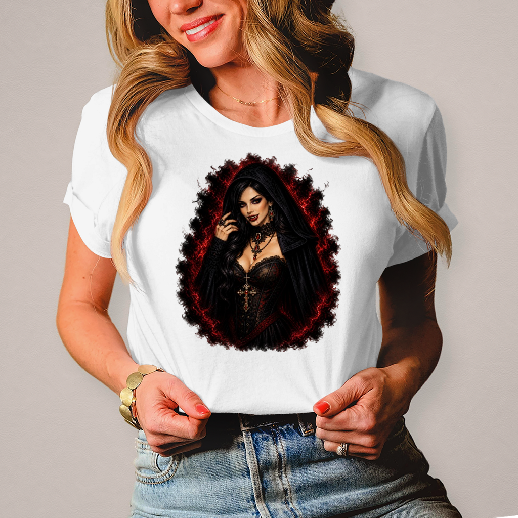 Damen T-Shirt Dunkler, verführerischer vampirischer Blick