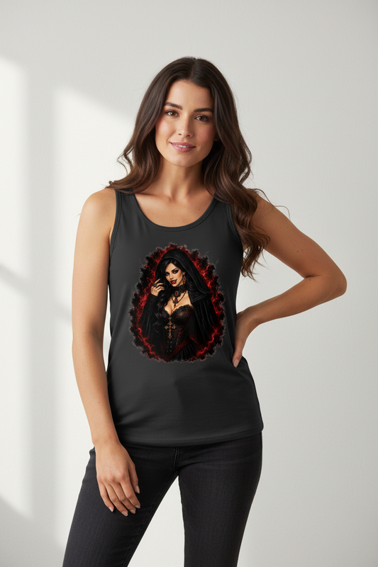 Damen Basic Tank Top Dunkler, verführerischer vampirischer Blick