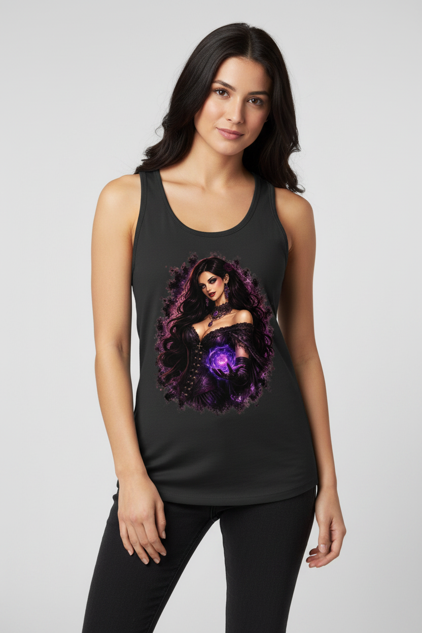 Damen Basic Tank Top Dämonische Magie in Gothic-Pracht