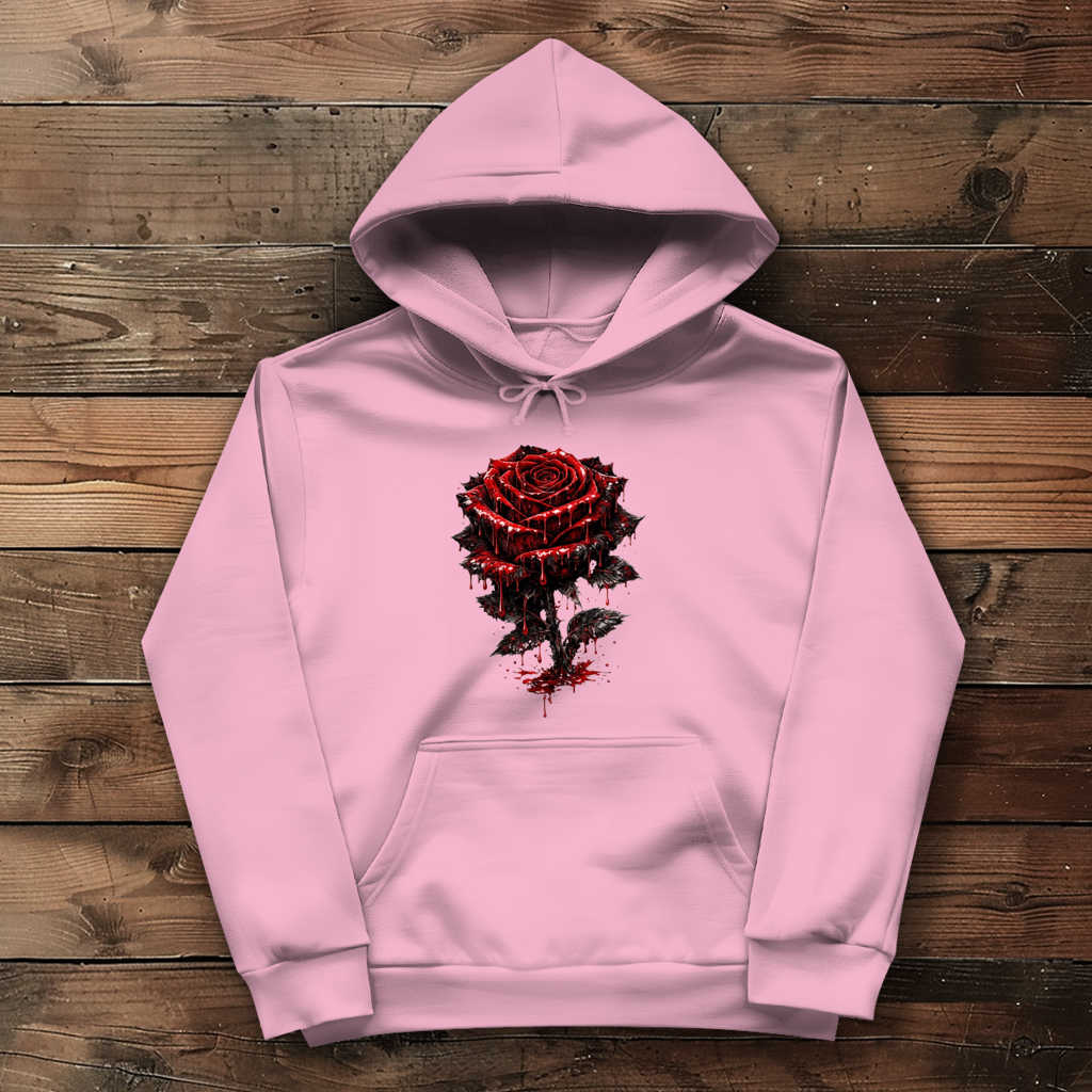 Damen Hoodie Blutige Rose im Dunkeln