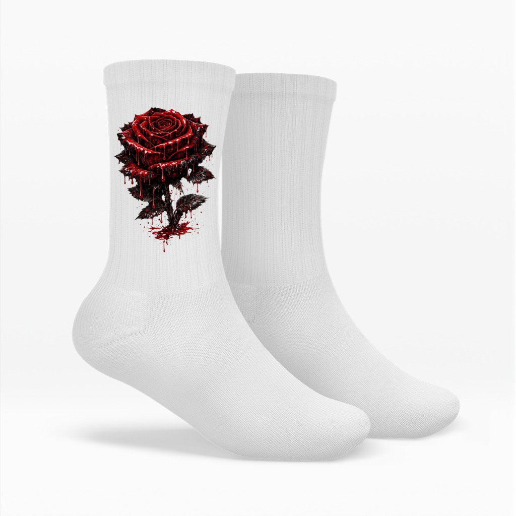 Socken Blutige Rose im Dunkeln