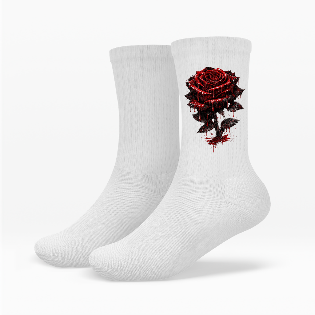 Socken Blutige Rose im Dunkeln