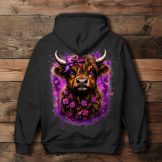 Damen Hoodie Magischer Highlander mit Blumenkrone