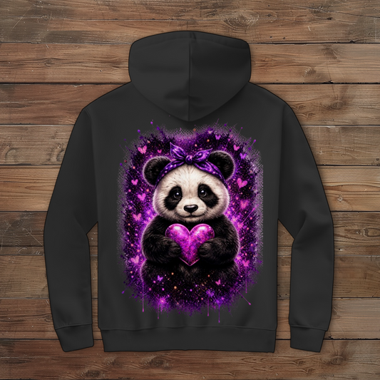 Damen Zipper Hoodie Kuscheliger Panda mit leuchtendem Herz